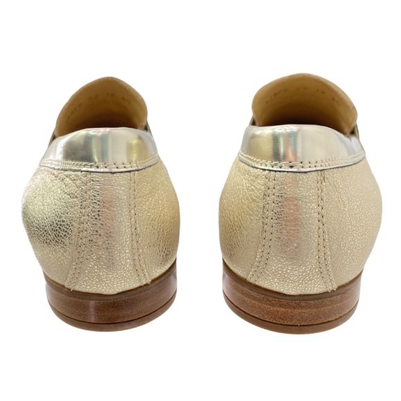 GEOX Marlyna Leather Sparkly Metallic Gold Penny Loafers NWB - Picture 6 of 10